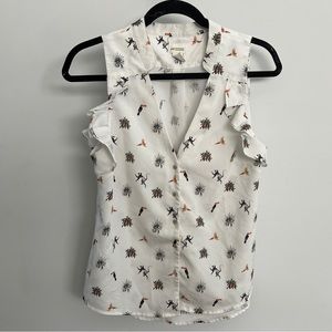 H&M | Conscious Collection Tucan Monkey Print Top size 8